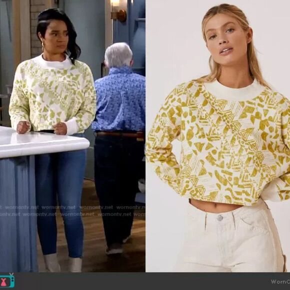 Anthropologie Amadi Printed Cropped Sweatshirt - XS - Picture 7 of 7